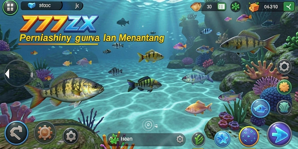 Screenshot gameplay 777ZX yang menampilkan aksi memancing seru.
