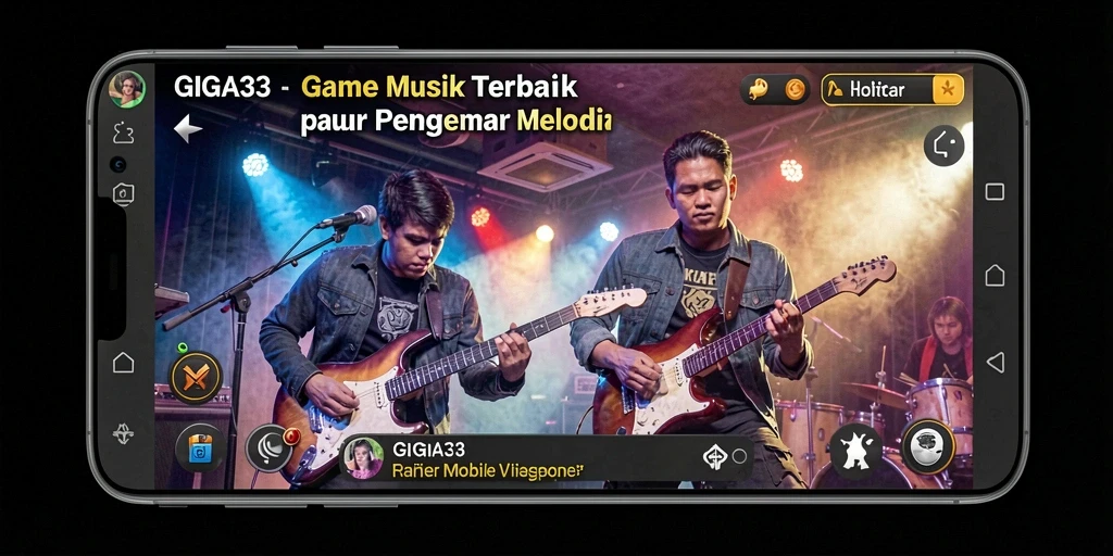 Screenshot GIGA33 menampilkan gameplay musik yang interaktif.