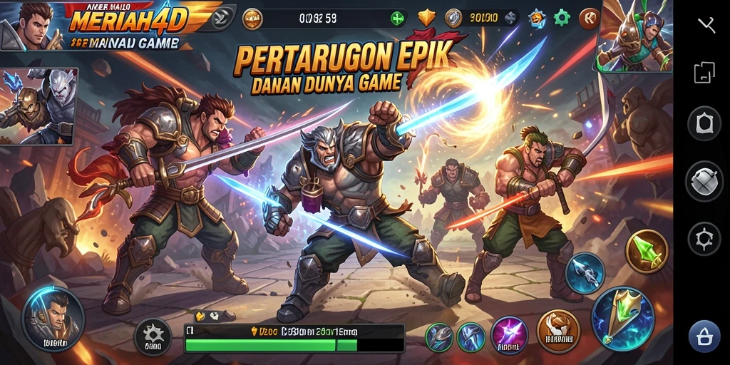 Tampilan gameplay <strong>MERIAH4D</strong> dengan aksi bertarung menarik dan dinamis.