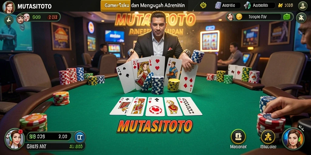 Screenshot gameplay MUTASITOTO dengan aksi poker yang seru.